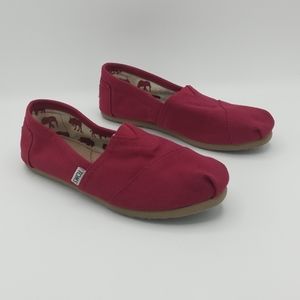 Toms Womens Classic Slip On Canvas Flat Shoes Red